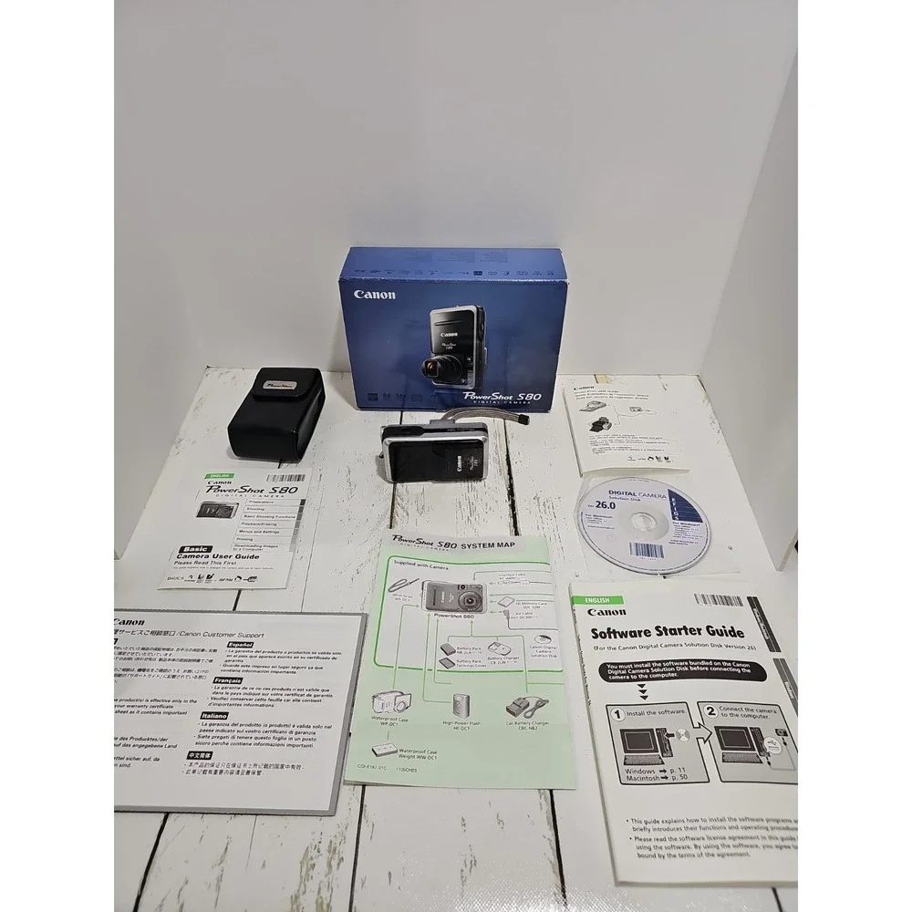 Canon PowerShot S80 8.0MP Digital Camera - Black And Silver - New Battery